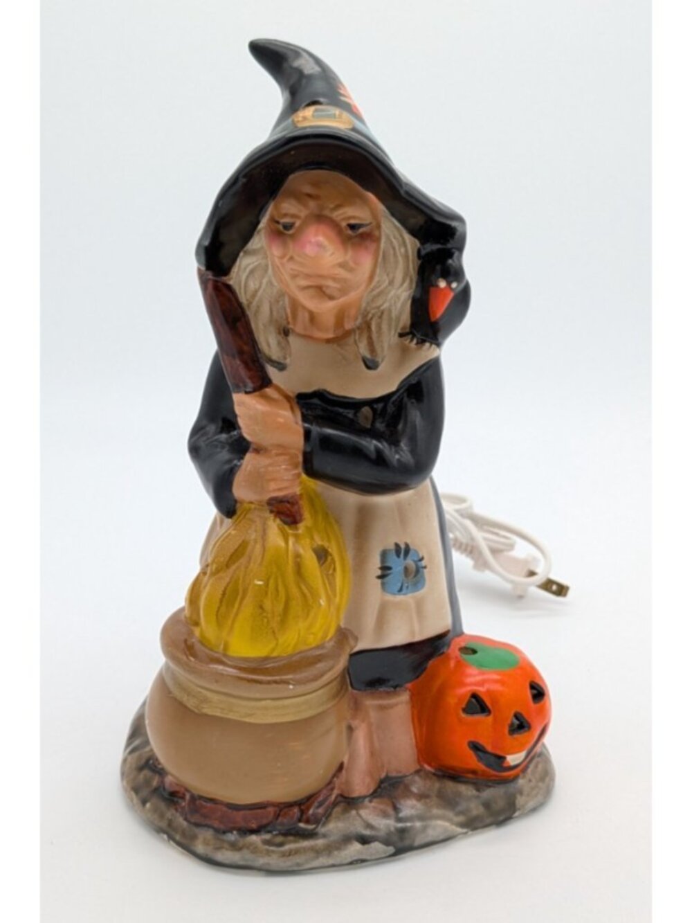 Vintage Witch Halloween Electric Light Stirring Cauldron  decor